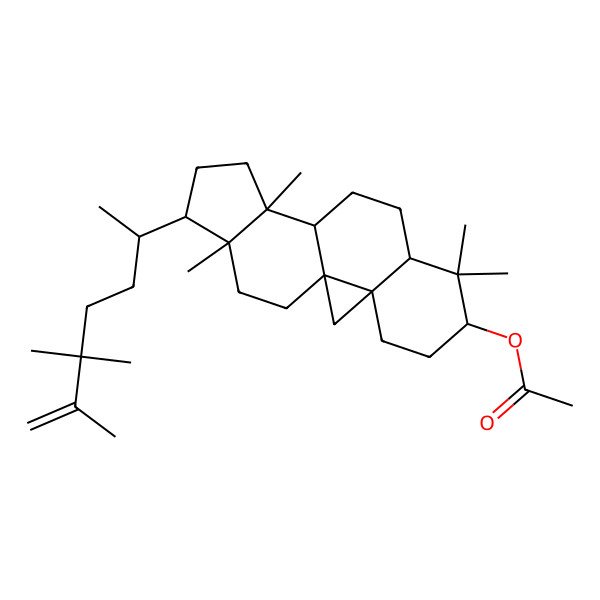 2D Structure of [(1S,3R,6S,8R,11S,12S,15R,16R)-7,7,12,16-tetramethyl-15-[(2R)-5,5,6-trimethylhept-6-en-2-yl]-6-pentacyclo[9.7.0.01,3.03,8.012,16]octadecanyl] acetate