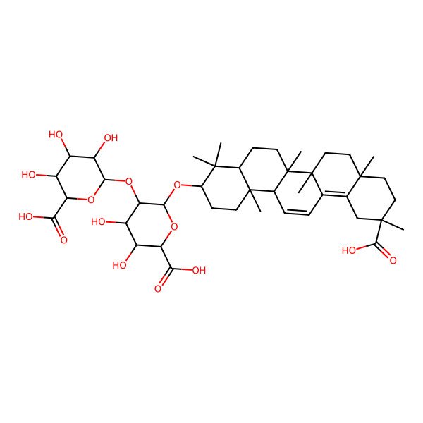 2D Structure of 6-[6-Carboxy-2-[(11-carboxy-4,4,6a,6b,8a,11,14b-heptamethyl-1,2,3,4a,5,6,7,8,9,10,12,14a-dodecahydropicen-3-yl)oxy]-4,5-dihydroxyoxan-3-yl]oxy-3,4,5-trihydroxyoxane-2-carboxylic acid