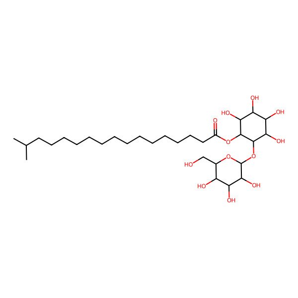2D Structure of [(1R,2S,3S,4R,5R,6R)-2,3,4,5-tetrahydroxy-6-[(2S,3R,4S,5S,6R)-3,4,5-trihydroxy-6-(hydroxymethyl)oxan-2-yl]oxycyclohexyl] 16-methylheptadecanoate