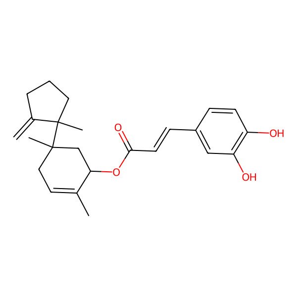 2D Structure of [(1S,5S)-2,5-dimethyl-5-[(1S)-1-methyl-2-methylidenecyclopentyl]cyclohex-2-en-1-yl] (E)-3-(3,4-dihydroxyphenyl)prop-2-enoate
