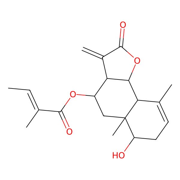 2D Structure of [(3aR,4R,5aR,6R,9aS,9bR)-6-hydroxy-5a,9-dimethyl-3-methylidene-2-oxo-4,5,6,7,9a,9b-hexahydro-3aH-benzo[g][1]benzofuran-4-yl] (Z)-2-methylbut-2-enoate