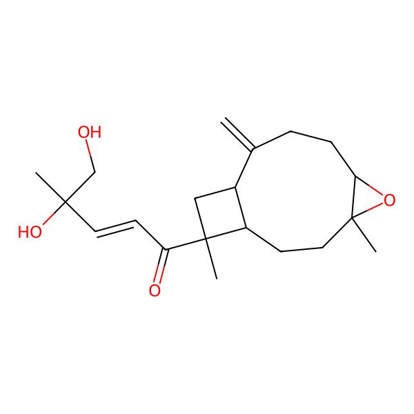 2D Structure of 1-(4,12-Dimethyl-9-methylidene-5-oxatricyclo[8.2.0.04,6]dodecan-12-yl)-4,5-dihydroxy-4-methylpent-2-en-1-one