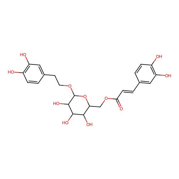 2D Structure of [(2S,3R,4R,5S,6S)-6-[2-(3,4-dihydroxyphenyl)ethoxy]-3,4,5-trihydroxyoxan-2-yl]methyl (E)-3-(3,4-dihydroxyphenyl)prop-2-enoate