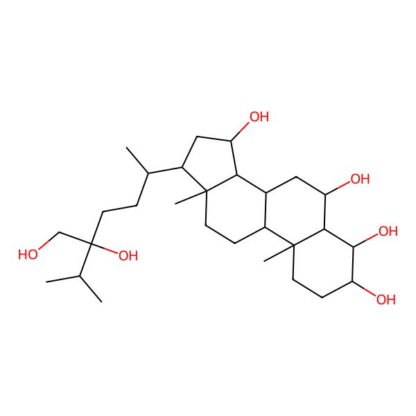 2D Structure of 17-[5-hydroxy-5-(hydroxymethyl)-6-methylheptan-2-yl]-10,13-dimethyl-2,3,4,5,6,7,8,9,11,12,14,15,16,17-tetradecahydro-1H-cyclopenta[a]phenanthrene-3,4,6,15-tetrol