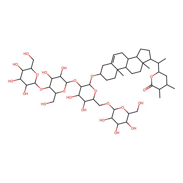 2D Structure of 6-[1-[3-[3-[3,4-dihydroxy-6-(hydroxymethyl)-5-[3,4,5-trihydroxy-6-(hydroxymethyl)oxan-2-yl]oxyoxan-2-yl]oxy-4,5-dihydroxy-6-[[3,4,5-trihydroxy-6-(hydroxymethyl)oxan-2-yl]oxymethyl]oxan-2-yl]oxy-10,13-dimethyl-2,3,4,7,8,9,11,12,14,15,16,17-dodecahydro-1H-cyclopenta[a]phenanthren-17-yl]ethyl]-3,4-dimethyloxan-2-one