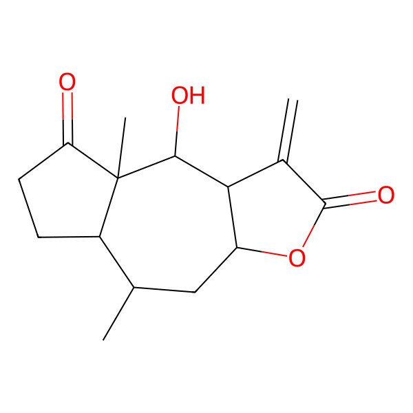 2D Structure of (3aR,5R,5aS,8aR,9S,9aR)-9-hydroxy-5,8a-dimethyl-1-methylidene-3a,4,5,5a,6,7,9,9a-octahydroazuleno[6,7-b]furan-2,8-dione