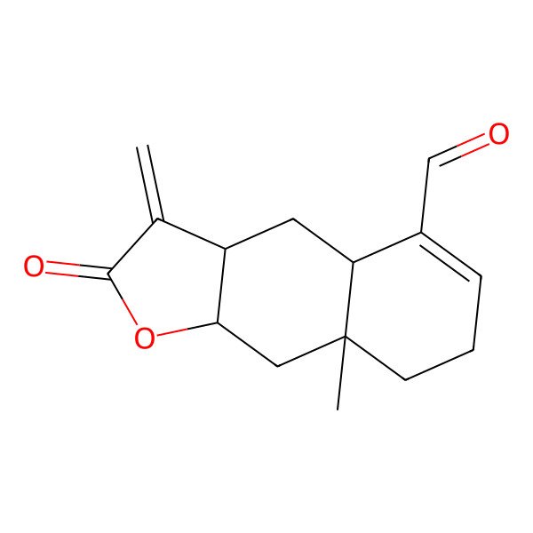 2D Structure of (3aR,4aR,8aR,9aR)-8a-methyl-3-methylidene-2-oxo-4,4a,7,8,9,9a-hexahydro-3aH-benzo[f][1]benzofuran-5-carbaldehyde
