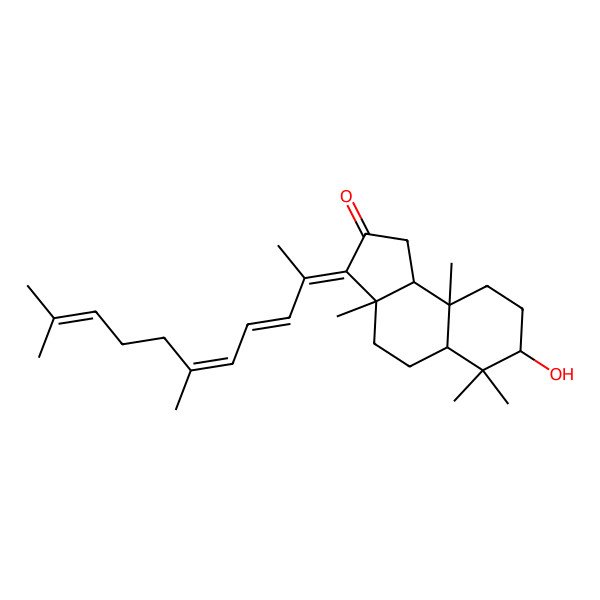 2D Structure of 3-(6,10-Dimethylundeca-3,5,9-trien-2-ylidene)-7-hydroxy-3a,6,6,9a-tetramethyl-1,4,5,5a,7,8,9,9b-octahydrocyclopenta[a]naphthalen-2-one