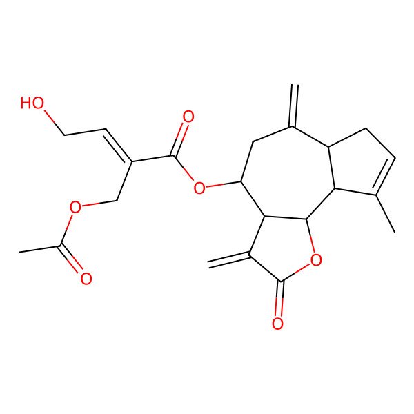 2D Structure of [(3aR,4R,6aR,9aR,9bR)-9-methyl-3,6-dimethylidene-2-oxo-4,5,6a,7,9a,9b-hexahydro-3aH-azuleno[4,5-b]furan-4-yl] (E)-2-(acetyloxymethyl)-4-hydroxybut-2-enoate