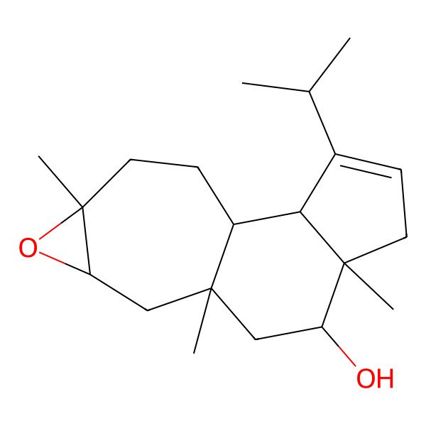 2D Structure of (1S,2R,6S,7R,9R,11S,13R)-6,9,13-trimethyl-3-propan-2-yl-12-oxatetracyclo[7.6.0.02,6.011,13]pentadec-3-en-7-ol