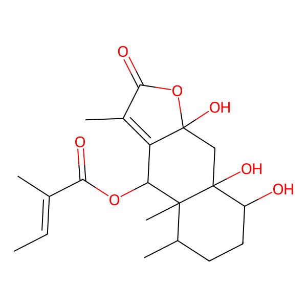 2D Structure of [(4R,4aR,5R,8R,8aR,9aR)-8,8a,9a-trihydroxy-3,4a,5-trimethyl-2-oxo-4,5,6,7,8,9-hexahydrobenzo[f][1]benzofuran-4-yl] (Z)-2-methylbut-2-enoate