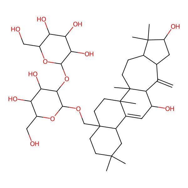 2D Structure of (2S,3R,4S,5S,6R)-2-[(2R,3R,4S,5S,6R)-2-[[(1S,2R,5R,7S,9S,11R,12R,15S,20S)-7,12-dihydroxy-1,2,6,6,17,17-hexamethyl-10-methylidene-20-pentacyclo[12.8.0.02,11.05,9.015,20]docos-13-enyl]methoxy]-4,5-dihydroxy-6-(hydroxymethyl)oxan-3-yl]oxy-6-(hydroxymethyl)oxane-3,4,5-triol