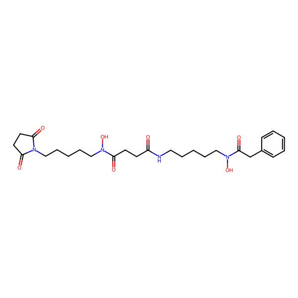 2D Structure of N'-[5-(2,5-dioxopyrrolidin-1-yl)pentyl]-N'-hydroxy-N-[5-[hydroxy-(2-phenylacetyl)amino]pentyl]butanediamide