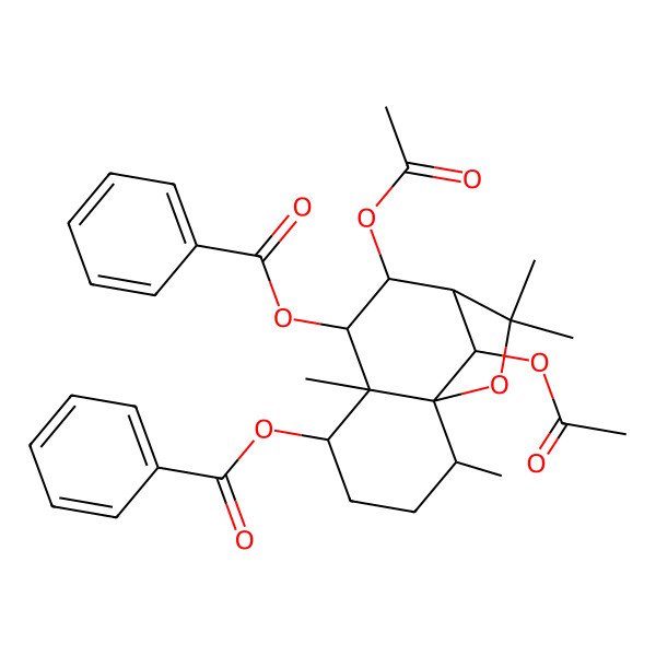 2D Structure of [(1S,2R,5S,6S,7S,8S,9R,12R)-8,12-diacetyloxy-7-benzoyloxy-2,6,10,10-tetramethyl-11-oxatricyclo[7.2.1.01,6]dodecan-5-yl] benzoate