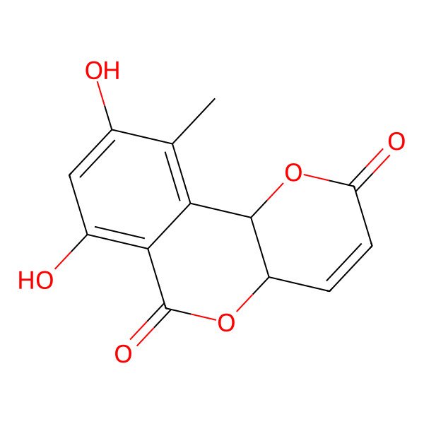 2D Structure of 7,9-Dihydroxy-10-methyl-4a,10b-dihydropyrano[3,2-c]isochromene-2,6-dione
