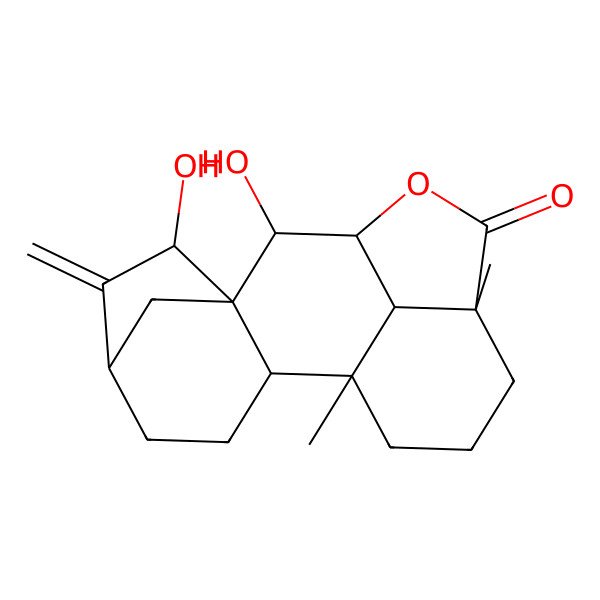 2D Structure of 7,9-Dihydroxy-1,13-dimethyl-6-methylidene-11-oxapentacyclo[8.6.1.15,8.02,8.013,17]octadecan-12-one