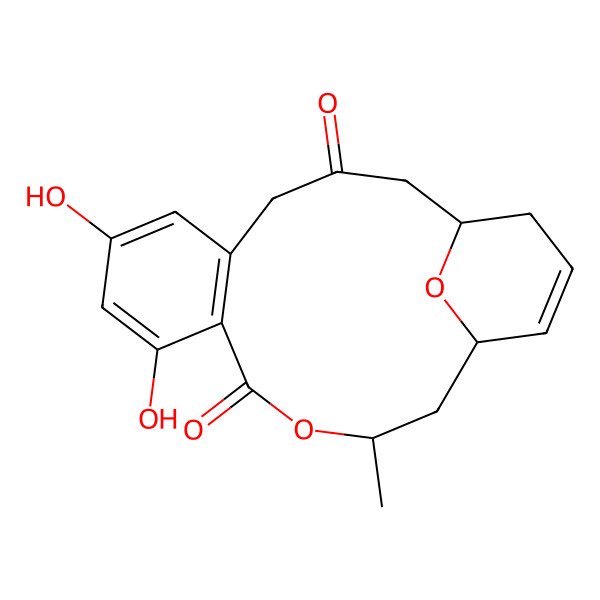 2D Structure of 7,9-Dihydroxy-13-methyl-12,19-dioxatricyclo[13.3.1.05,10]nonadeca-5(10),6,8,16-tetraene-3,11-dione