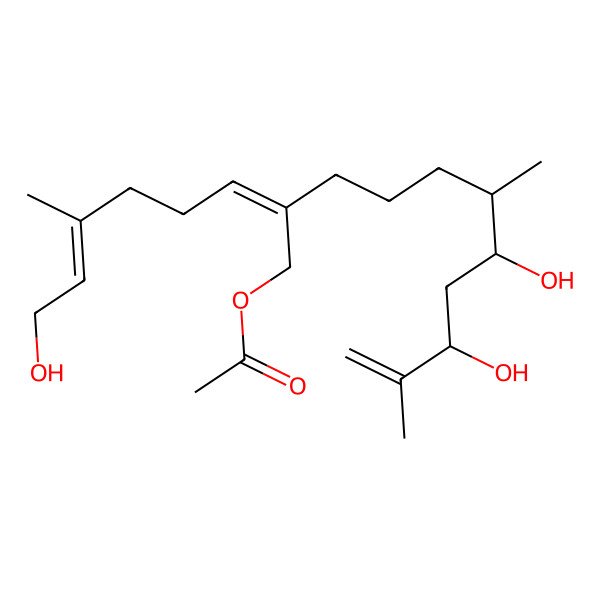 2D Structure of [7,9-Dihydroxy-2-(6-hydroxy-4-methylhex-4-enylidene)-6,10-dimethylundec-10-enyl] acetate
