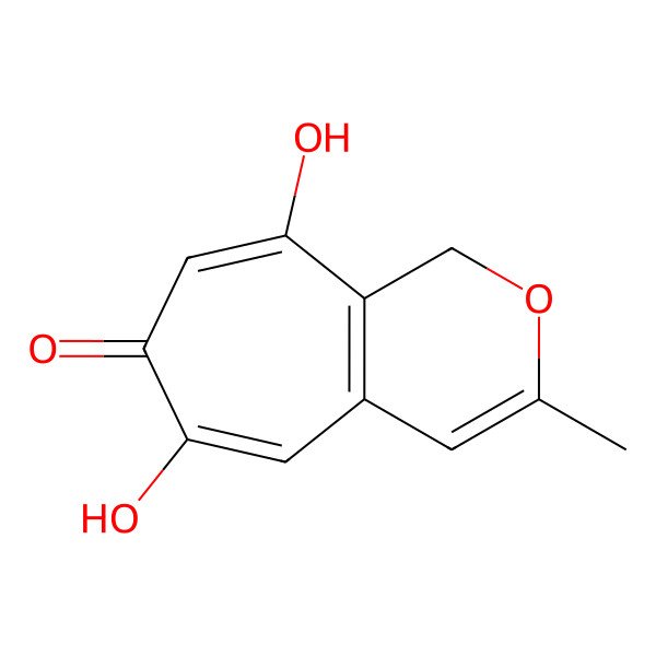 2D Structure of 7,9-Dihydroxy-3-methylcyclohepta[c]pyran-6(1H)-one