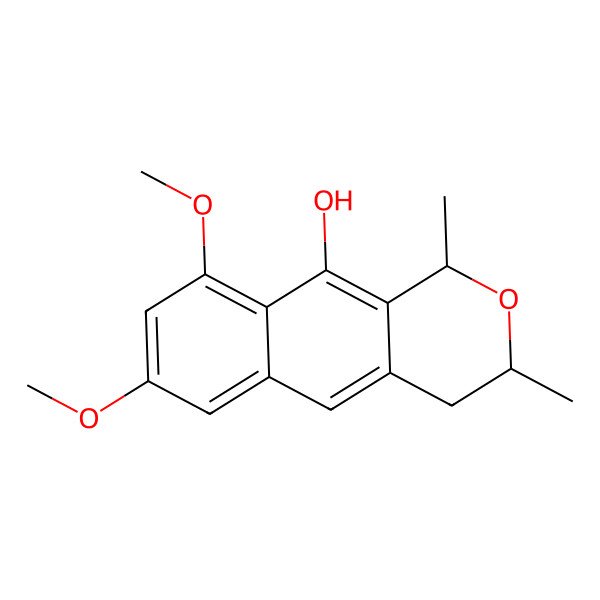 2D Structure of 7,9-dimethoxy-1,3-dimethyl-3,4-dihydro-1H-benzo[g]isochromen-10-ol