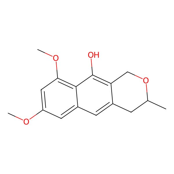 2D Structure of 7,9-Dimethoxy-3-methyl-3,4-dihydro-1H-naphtho[2,3-c]pyran-10-ol