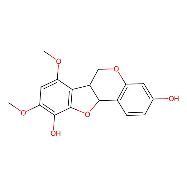 2D Structure of 7,9-dimethoxy-6a,11a-dihydro-6H-[1]benzofuro[3,2-c]chromene-3,10-diol