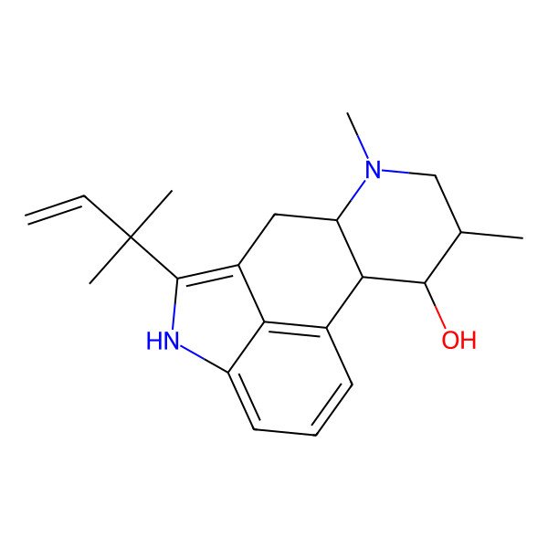2D Structure of 7,9-dimethyl-5-(2-methylbut-3-en-2-yl)-6,6a,8,9,10,10a-hexahydro-4H-indolo[4,3-fg]quinolin-10-ol