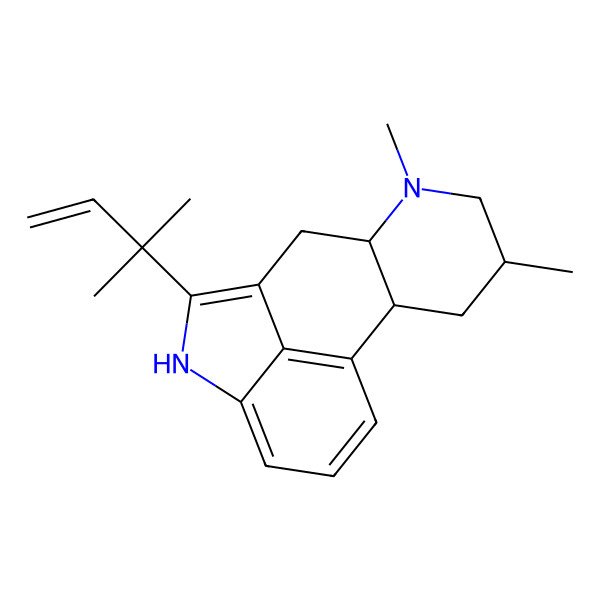 2D Structure of 7,9-dimethyl-5-(2-methylbut-3-en-2-yl)-6,6a,8,9,10,10a-hexahydro-4H-indolo[4,3-fg]quinoline
