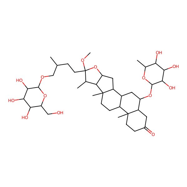 2D Structure of 6-Methoxy-7,9,13-trimethyl-6-[3-methyl-4-[3,4,5-trihydroxy-6-(hydroxymethyl)oxan-2-yl]oxybutyl]-19-(3,4,5-trihydroxy-6-methyloxan-2-yl)oxy-5-oxapentacyclo[10.8.0.02,9.04,8.013,18]icosan-16-one