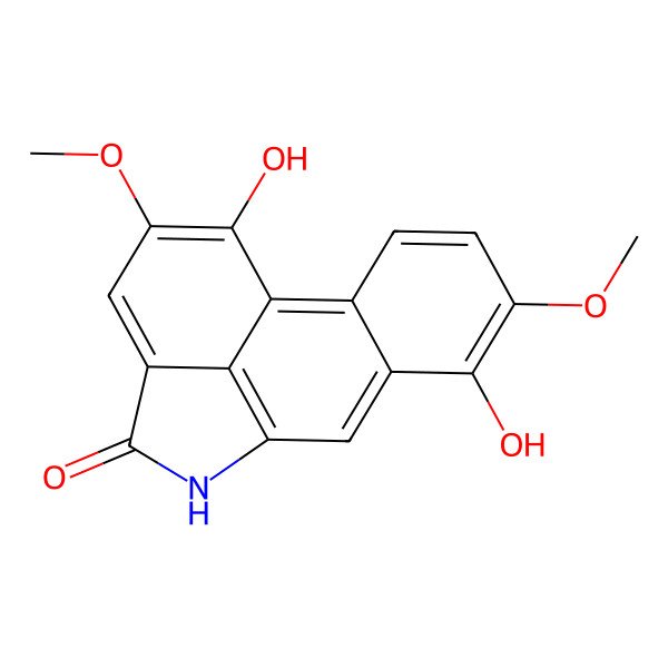 2D Structure of 6,15-Dihydroxy-5,14-dimethoxy-10-azatetracyclo[7.6.1.02,7.012,16]hexadeca-1,3,5,7,9(16),12,14-heptaen-11-one