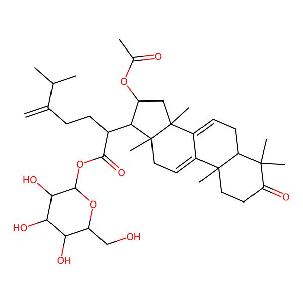 2D Structure of [3,4,5-Trihydroxy-6-(hydroxymethyl)oxan-2-yl] 2-(16-acetyloxy-4,4,10,13,14-pentamethyl-3-oxo-1,2,5,6,12,15,16,17-octahydrocyclopenta[a]phenanthren-17-yl)-6-methyl-5-methylideneheptanoate