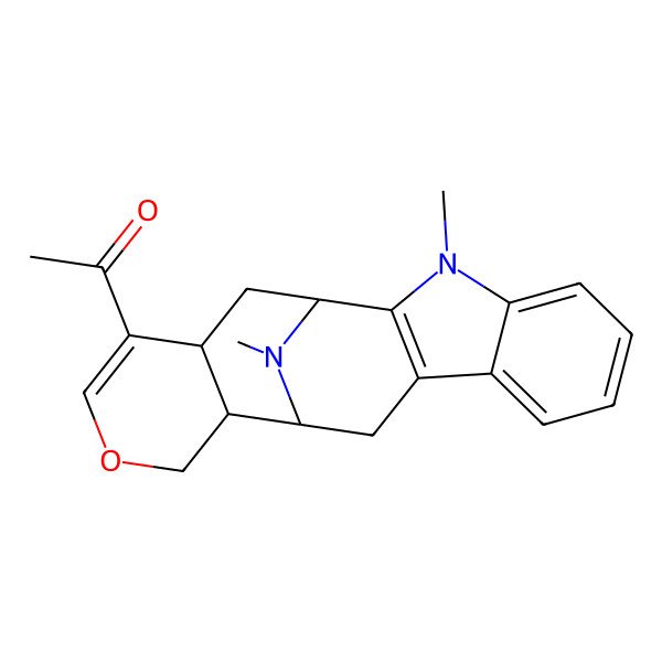 2D Structure of 1-[(12S,13R,18R)-3,20-dimethyl-15-oxa-3,20-diazapentacyclo[10.7.1.02,10.04,9.013,18]icosa-2(10),4,6,8,16-pentaen-17-yl]ethanone