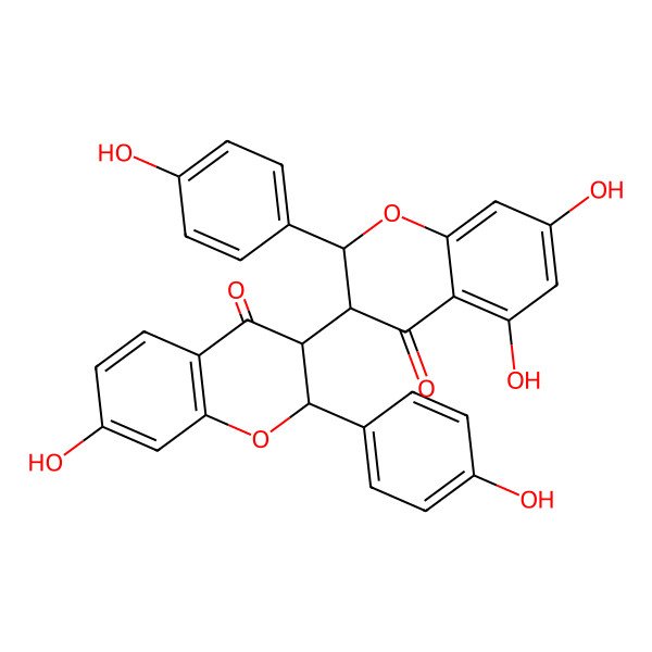 2D Structure of 5,7-Dihydroxy-3-[7-hydroxy-2-(4-hydroxyphenyl)-4-oxo-2,3-dihydrochromen-3-yl]-2-(4-hydroxyphenyl)-2,3-dihydrochromen-4-one