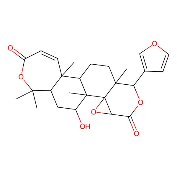 2D Structure of (1S,2R,4S,7S,8S,11R,12R,18S,20R)-7-(furan-3-yl)-20-hydroxy-1,8,12,17,17-pentamethyl-3,6,16-trioxapentacyclo[9.9.0.02,4.02,8.012,18]icos-13-ene-5,15-dione