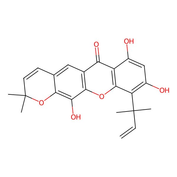 2D Structure of 7,9,12-Trihydroxy-2,2-dimethyl-10-(2-methylbut-3-en-2-yl)pyrano[3,2-b]xanthen-6-one