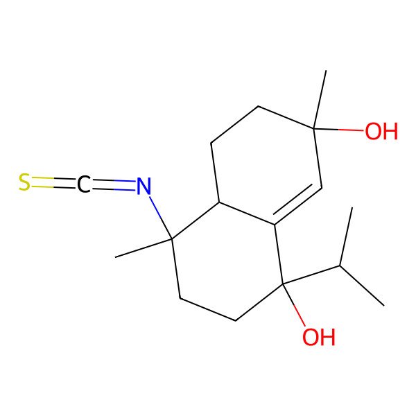 2D Structure of (1S,4S,4aR,7R)-4-isothiocyanato-4,7-dimethyl-1-propan-2-yl-3,4a,5,6-tetrahydro-2H-naphthalene-1,7-diol