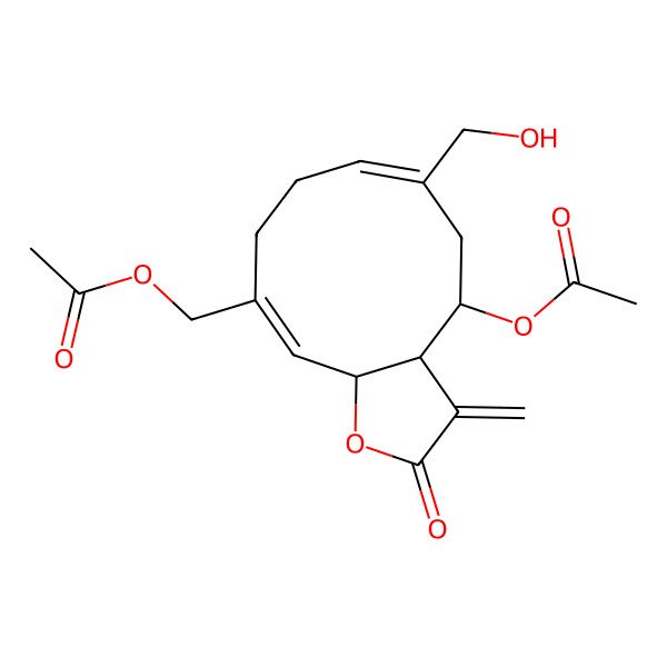 2D Structure of [4-Acetyloxy-6-(hydroxymethyl)-3-methylidene-2-oxo-3a,4,5,8,9,11a-hexahydrocyclodeca[b]furan-10-yl]methyl acetate