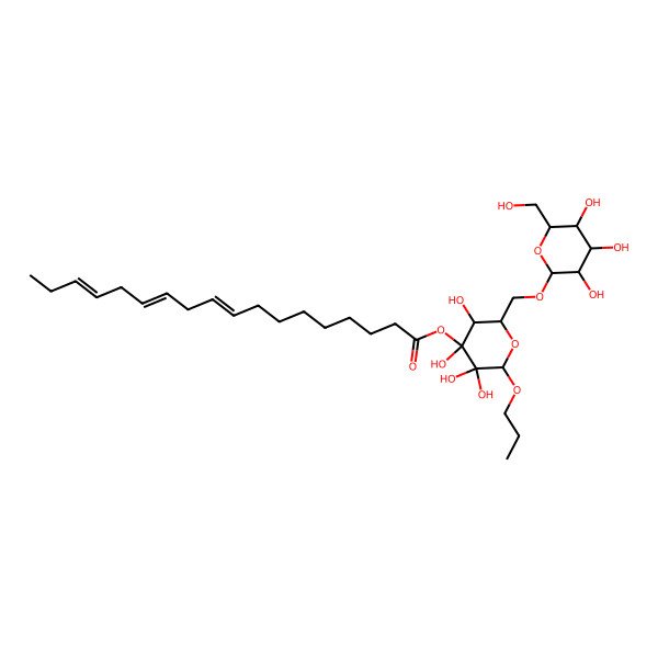 2D Structure of [(2R,4R,5S,6R)-3,3,4,5-tetrahydroxy-2-propoxy-6-[[(2S,3S,4S,5R,6R)-3,4,5-trihydroxy-6-(hydroxymethyl)oxan-2-yl]oxymethyl]oxan-4-yl] (9Z,12Z,15Z)-octadeca-9,12,15-trienoate