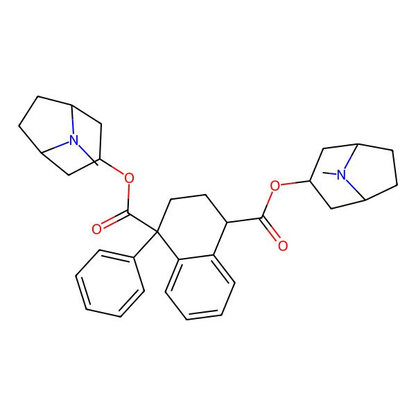 2D Structure of bis(8-methyl-8-azabicyclo[3.2.1]octan-3-yl) (1S)-4-phenyl-2,3-dihydro-1H-naphthalene-1,4-dicarboxylate