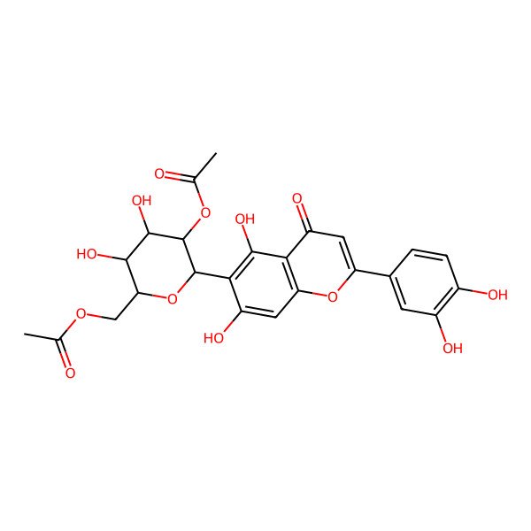 2D Structure of 6-(2,6-Di-O-acetyl-beta-D-glucopyranosyl)-2-(3,4-dihydroxyphenyl)-5,7-dihydroxy-4H-1-benzopyran-4-one