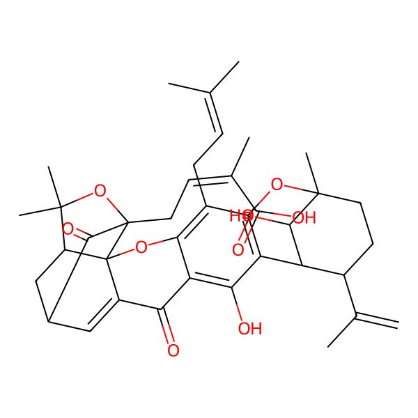 2D Structure of (Z)-4-[(1S,2S,8S,11R,12S,19S,21R,25S)-14,25-dihydroxy-8,23,23-trimethyl-5-(3-methylbut-2-enyl)-16,20-dioxo-11-prop-1-en-2-yl-3,7,22-trioxaheptacyclo[17.4.1.18,12.02,17.02,21.04,15.06,13]pentacosa-4(15),5,13,17-tetraen-21-yl]-2-methylbut-2-enoic acid