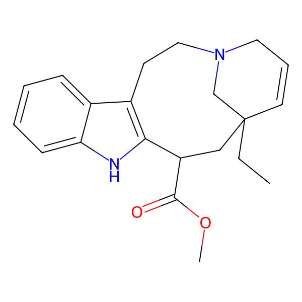 2D Structure of methyl (13S,15S)-15-ethyl-1,11-diazatetracyclo[13.3.1.04,12.05,10]nonadeca-4(12),5,7,9,16-pentaene-13-carboxylate