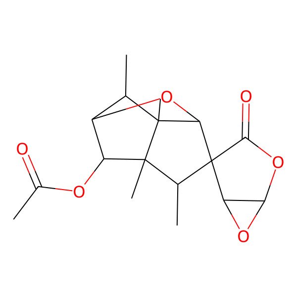 2D Structure of [(1R,1'R,3'S,4S,5S,5'S,6'S,7'S,8'S,9'S)-5',6',7',8'-tetramethyl-3-oxospiro[2,6-dioxabicyclo[3.1.0]hexane-4,4'-2-oxatricyclo[4.2.1.03,7]nonane]-9'-yl] acetate