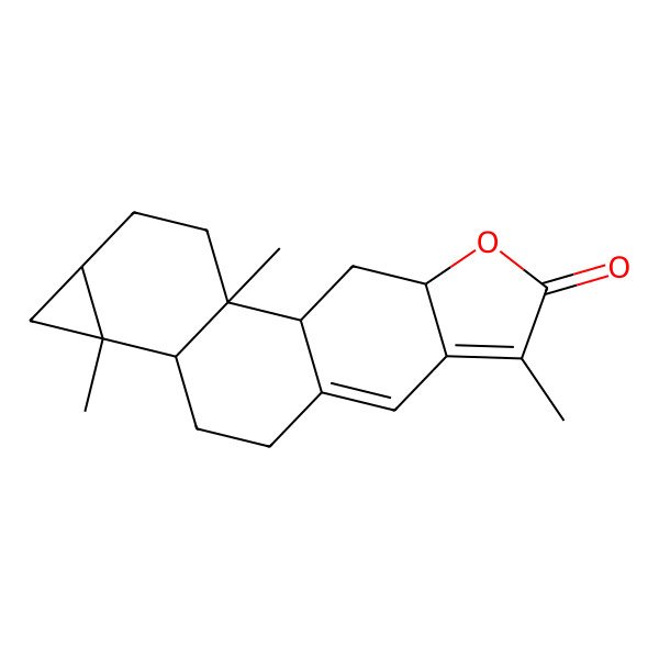 2D Structure of (1R,2S,5R,7S,8R,17R)-2,7,14-trimethyl-16-oxapentacyclo[9.7.0.02,8.05,7.013,17]octadeca-11,13-dien-15-one