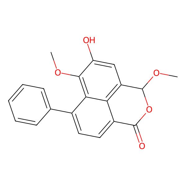 2D Structure of (4R)-7-hydroxy-4,8-dimethoxy-10-phenyl-3-oxatricyclo[7.3.1.05,13]trideca-1(13),5,7,9,11-pentaen-2-one