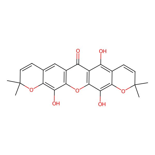 2D Structure of 4,11,22-Trihydroxy-7,7,19,19-tetramethyl-2,6,20-trioxapentacyclo[12.8.0.03,12.05,10.016,21]docosa-1(14),3(12),4,8,10,15,17,21-octaen-13-one