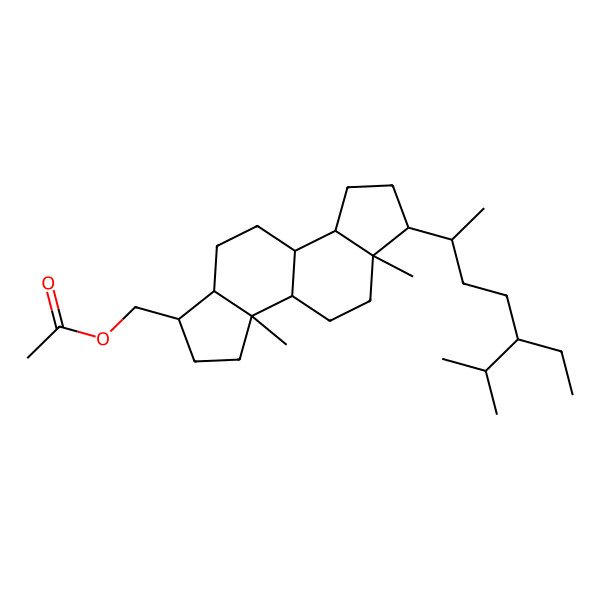 2D Structure of [(1S,3aR,3bS,5aR,6R,8aS,8bS,10aS)-6-[(2R,5R)-5-ethyl-6-methylheptan-2-yl]-3a,5a-dimethyl-1,2,3,3b,4,5,6,7,8,8a,8b,9,10,10a-tetradecahydroindeno[5,4-e]inden-1-yl]methyl acetate