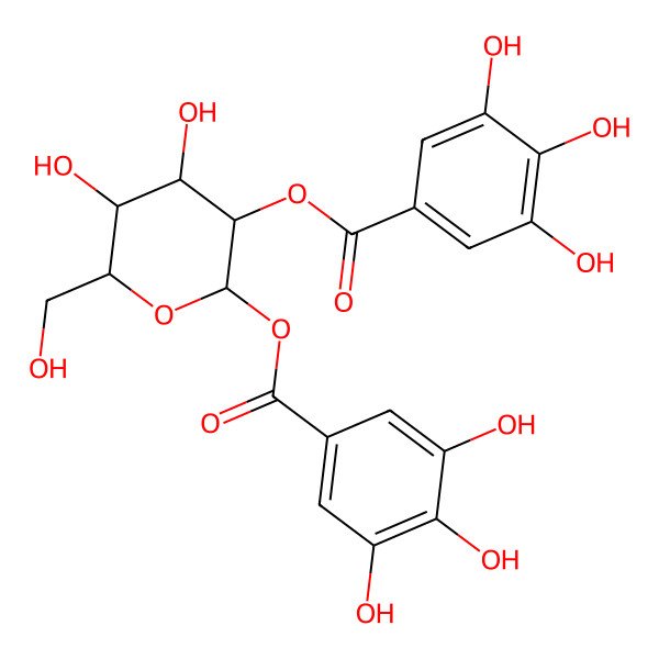 2D Structure of [(2S,3R,4S,5S,6R)-4,5-dihydroxy-6-(hydroxymethyl)-2-(3,4,5-trihydroxybenzoyl)oxy-tetrahydropyran-3-yl] 3,4,5-trihydroxybenzoate
