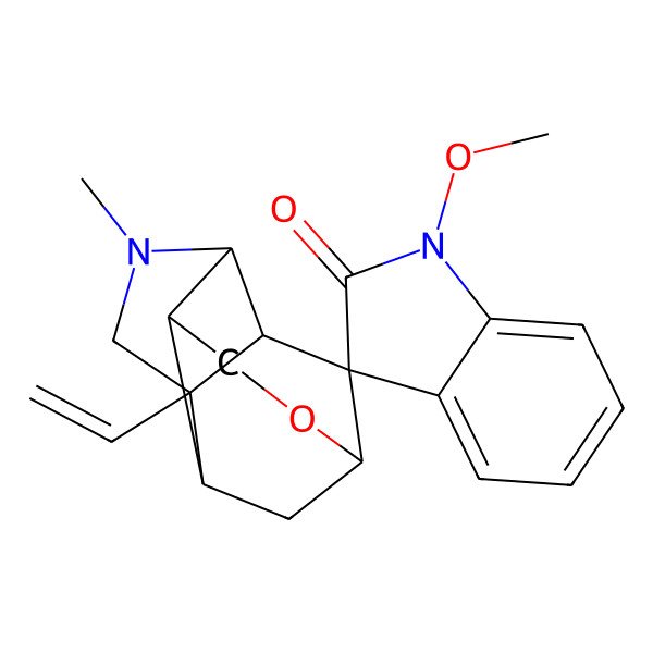 2D Structure of (1R,2S,5S,6S,7S,8R)-2-ethenyl-1'-methoxy-4-methylspiro[9-oxa-4-azatetracyclo[6.3.1.02,6.05,11]dodecane-7,3'-indole]-2'-one