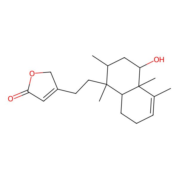 2D Structure of 3-[2-[(1S,2R,4R,4aR,8aR)-4-hydroxy-1,2,4a,5-tetramethyl-2,3,4,7,8,8a-hexahydronaphthalen-1-yl]ethyl]-2H-furan-5-one